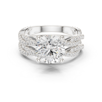 3.23 Carat Round Cut Diamond Ring Minimalist Round Accented Side Stones Ring For you In Every Occasion