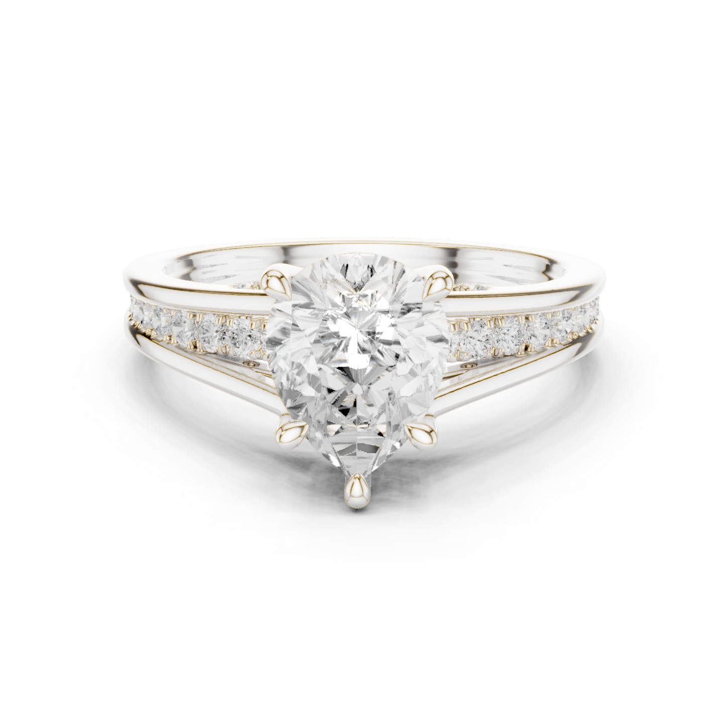 Pear Cut 2.29Ct Colorless Lab Grown Diamond Ring, Round Side Stone Accented Perfect Party Wear Ring Gift For Women's