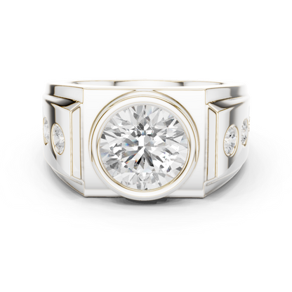 14k Solid Rose Gold Lab Grown Round Shapes Diamond Elegance Sparkle Men Ring Gift For Birthday