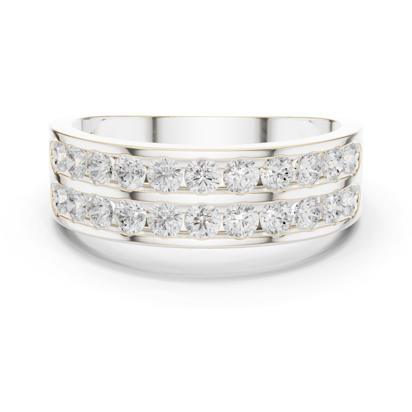 10k Solid White Gold Natural & Lab Grown Round Shapes Diamond Esthetical Men's Diamond Ring