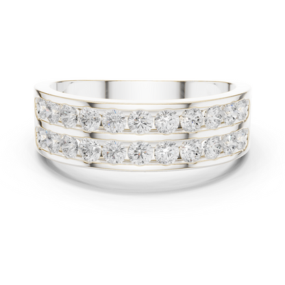 10k Solid White Gold Natural & Lab Grown Round Shapes Diamond Esthetical Men's Diamond Ring