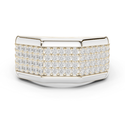 14k Solid White Gold 1.20 Carat Round Shape Natural & Lab Grown Diamond  Ring for Men Daily Use