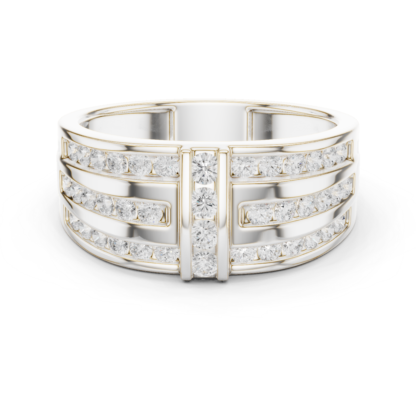 10k Solid White Gold Round Shapes Natural And Lab Grown Diamond Vintage Men's Ring New Classic Look