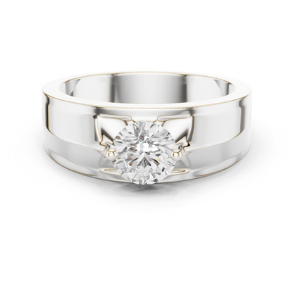 Round Shapes Lab grown One Stone New Unique Men's 14k Solid Rose Gold Diamond Ring