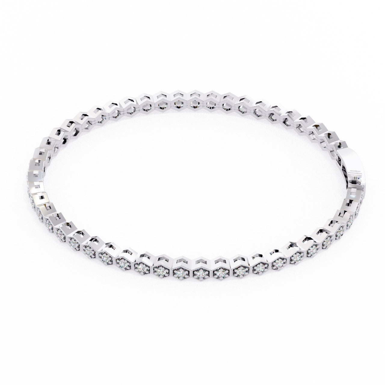 1.09CT Round Cut Lab Grown & Natural Diamond Hexagon Shape Cluster Vintage Dainty Tennis Dainty Bracelet Gift For Her