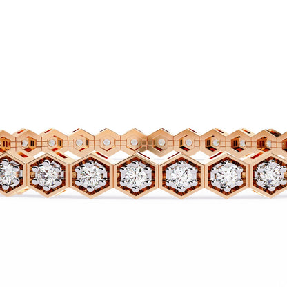 1.09CT Round Cut Lab Grown & Natural Diamond Hexagon Shape Cluster Vintage Dainty Tennis Dainty Bracelet Gift For Her