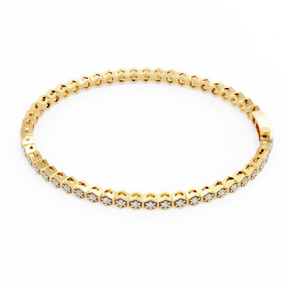 1.09CT Round Cut Lab Grown & Natural Diamond Hexagon Shape Cluster Vintage Dainty Tennis Dainty Bracelet Gift For Her