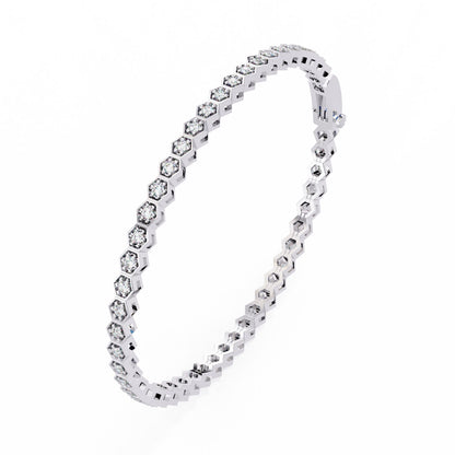 1.09CT Round Cut Lab Grown & Natural Diamond Hexagon Shape Cluster Vintage Dainty Tennis Dainty Bracelet Gift For Her