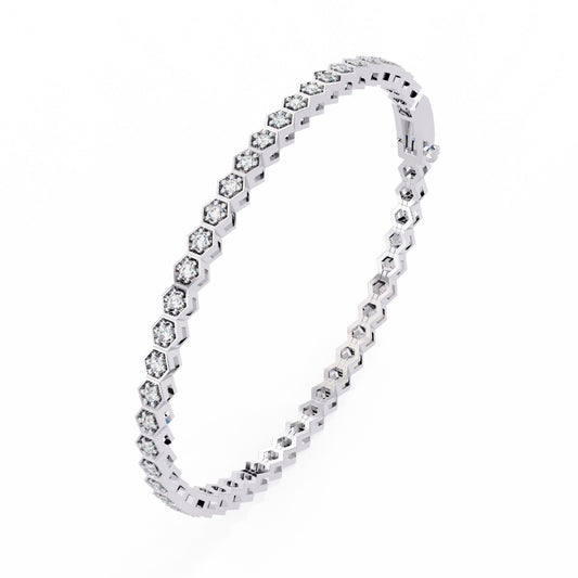 1.09CT Round Cut Lab Grown & Natural Diamond Hexagon Shape Cluster Vintage Dainty Tennis Dainty Bracelet Gift For Her