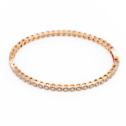 1.09CT Round Cut Lab Grown & Natural Diamond Hexagon Shape Cluster Vintage Dainty Tennis Dainty Bracelet Gift For Her