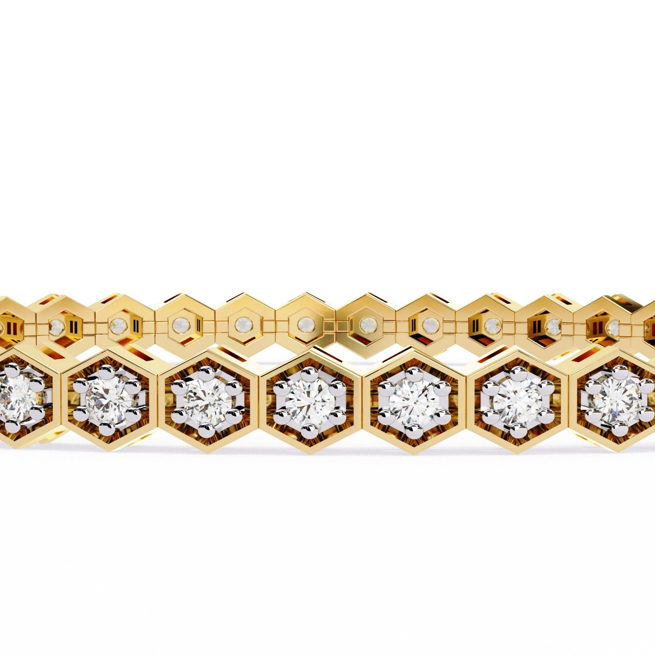 1.09CT Round Cut Lab Grown & Natural Diamond Hexagon Shape Cluster Vintage Dainty Tennis Dainty Bracelet Gift For Her