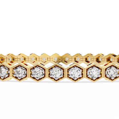 1.09CT Round Cut Lab Grown & Natural Diamond Hexagon Shape Cluster Vintage Dainty Tennis Dainty Bracelet Gift For Her