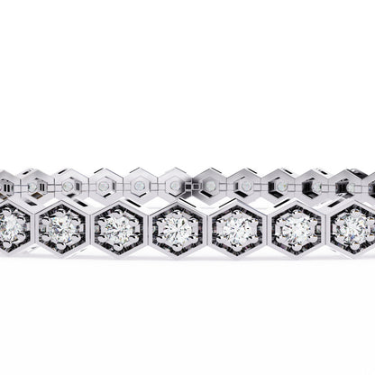 1.09CT Round Cut Lab Grown & Natural Diamond Hexagon Shape Cluster Vintage Dainty Tennis Dainty Bracelet Gift For Her