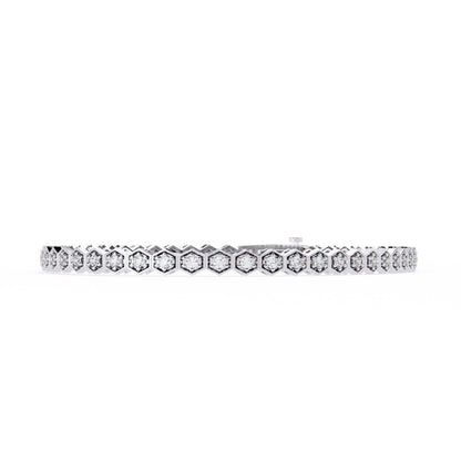 1.09CT Round Cut Lab Grown & Natural Diamond Hexagon Shape Cluster Vintage Dainty Tennis Dainty Bracelet Gift For Her