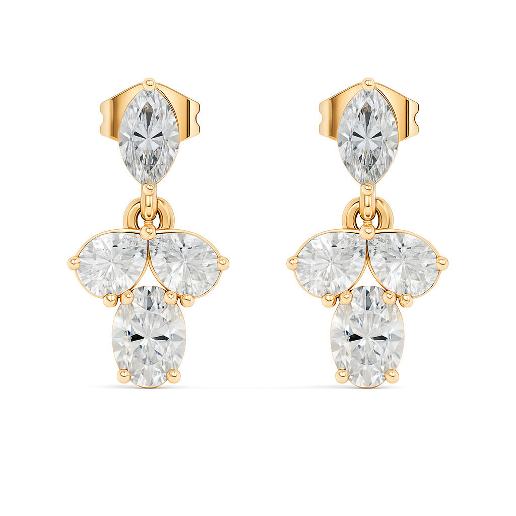 Sparkling Colorless Lab-Grown Diamond Stud Earring Oval & Pear Drop Style