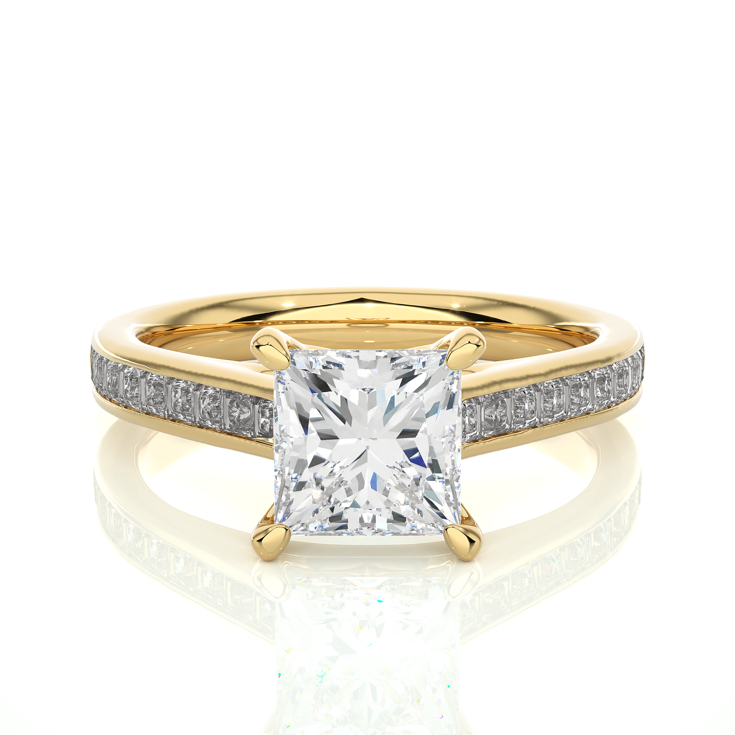 Princess Lab Grown Diamond Side Stone Engagement Ring, 1.95 Carat Accented Ring For Our Special Person