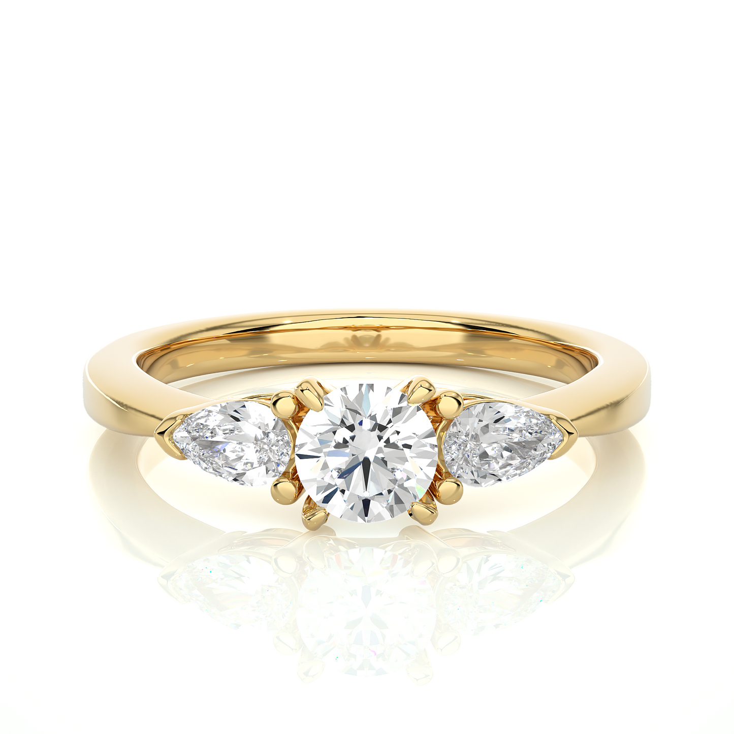 18K Solid Gold Pear cut Lab Grown diamond Three Stone Diamond Ring Gift For Anniversary
