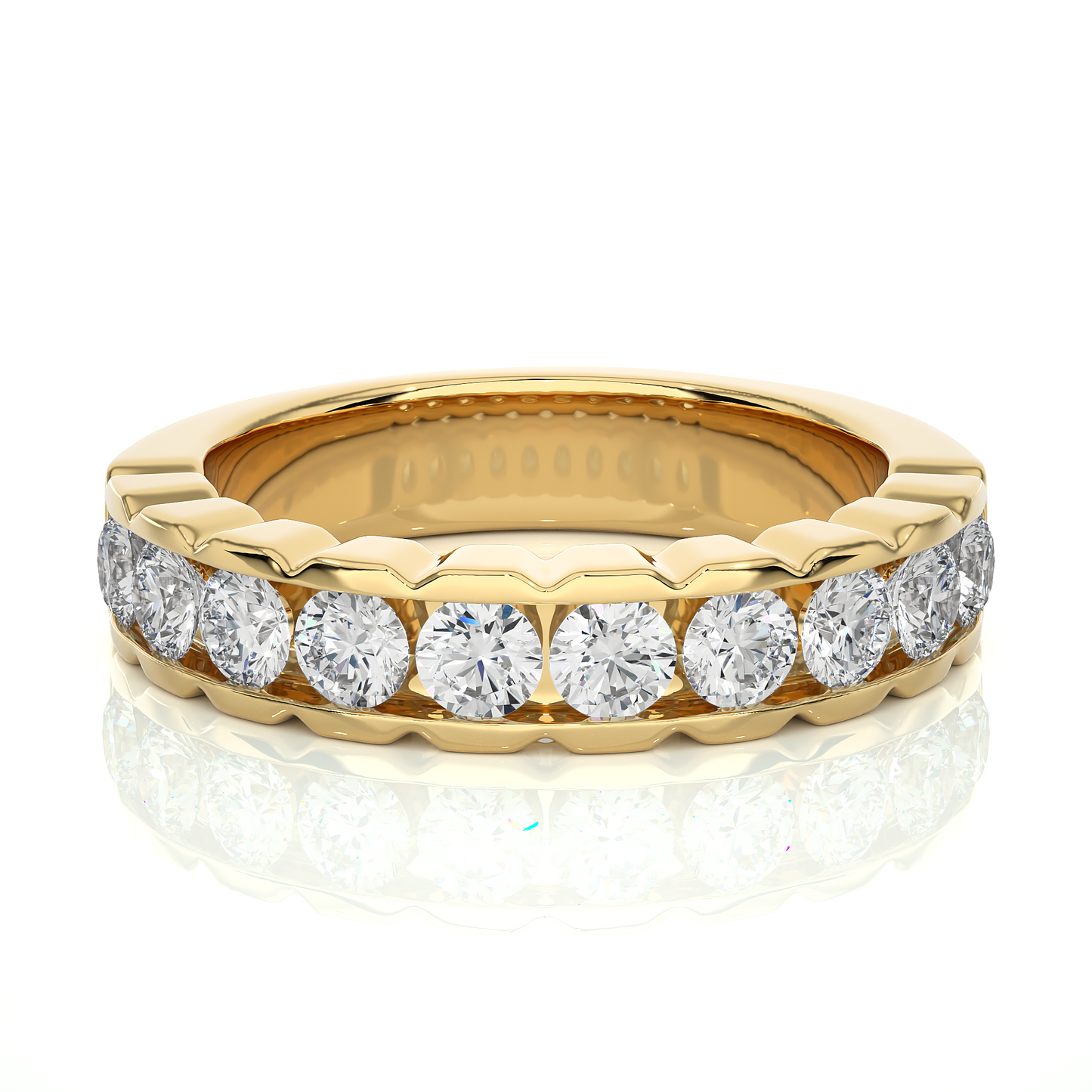 Affordable Round Diamond Half Eternity Wedding Band Ring Elegant Yet Budget Friendly Gift