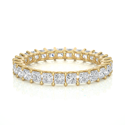 1.93 Ct Princess Cut Lab Grown Diamond 14k Solid Rose Gold Anniversary Full Eternity Band Ring For Her