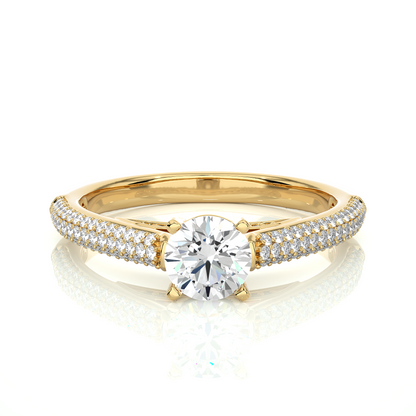 5.70 Ct Round Shaped Lab Grown  Diamond 18k Solid Gold With Side Stone Stunning Engagement Ring For Her