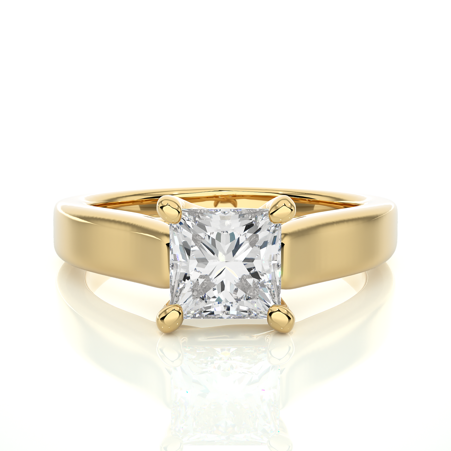 Princess Cut Lab Diamond Solitaire Engagement Ring