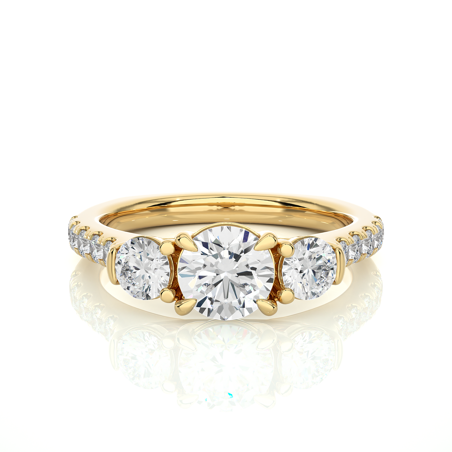 1.54 Ct Lab grown Round Diamond Anniversary Ring, With Three Stone