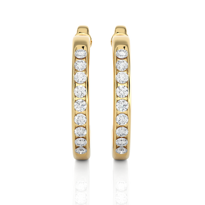 14K Solid Gold Half Hoop Diamond Earrings For Women's Perfect Gift Of Timeless Elegance