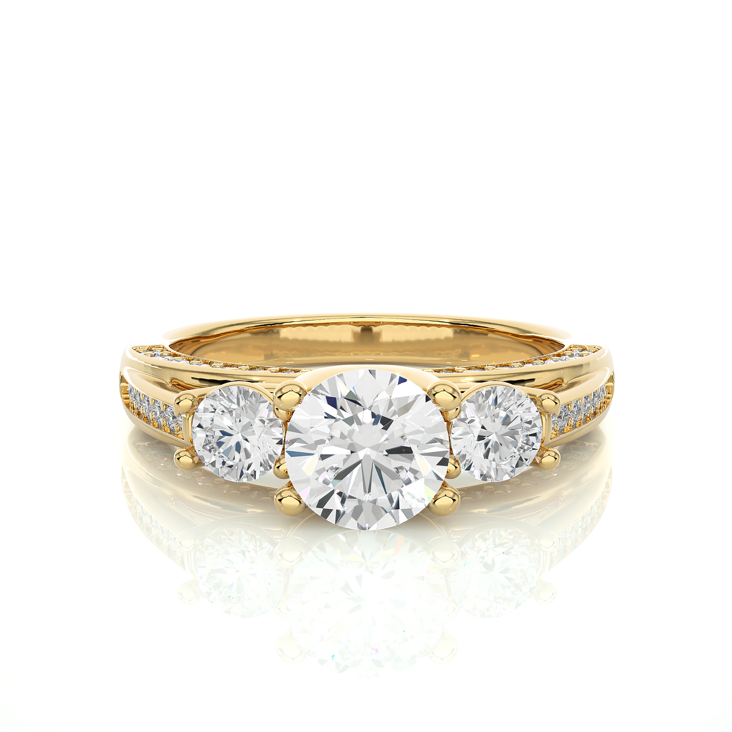 10K Solid Gold Ring, 1.98 Carat Round Cut Lab Grown Diamond Sparkling Diamond Ring for Proposal Gift