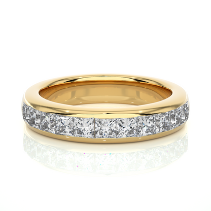Princess Cut Half Eternity Band In 18K Solid Gold Elegant And Timeless Ring For Her