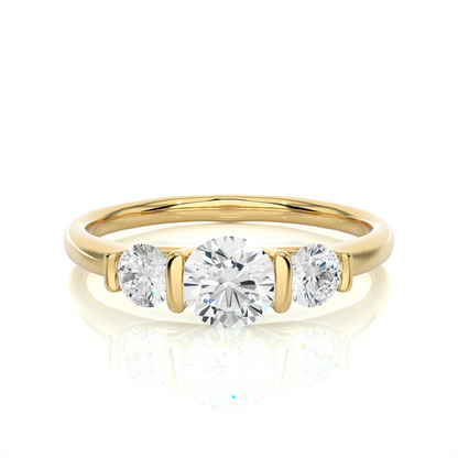3 Stone Engagement Carat 10K Solid Gold lab Grown Diamond Ring, Perfect Anniversary Gift For Her