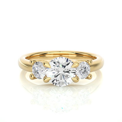 Three Stone Round 1.39 Carat Lab Grown Diamond Engagement Ring For Her