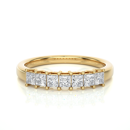 Princess Cut Half Eternity Band In 14K Solid Gold In Lab grown And Natural Diamonds