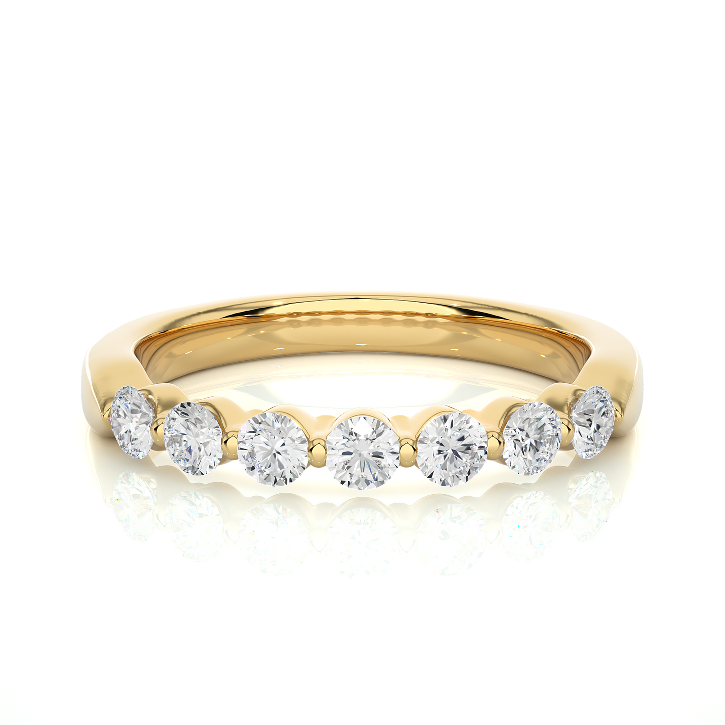 Timeless Shared Prong Diamond Eternity Band In 18K Solid Gold Bridal Wedding Ring Set