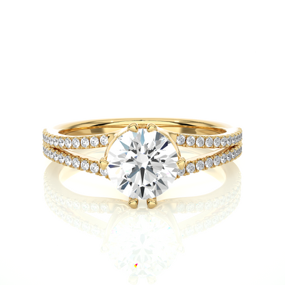 1.05 CT Colorless Round Shaped Lab Grown Diamond Ring, Accented  Engagement Ring For Her