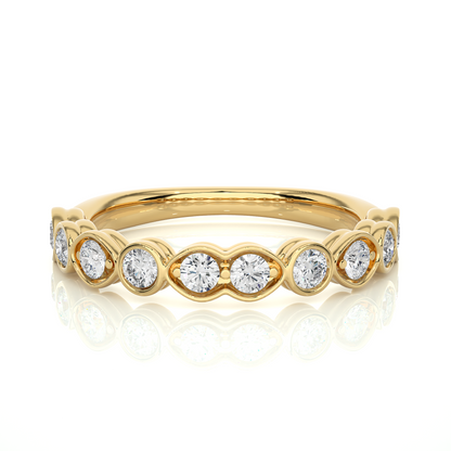 Dainty 10KT Solid Gold Bezel Set Round Shape Diamond Eternity Band Perfect for Daily Wear