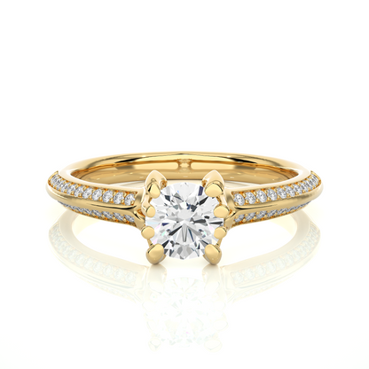 10k Solid White Gold Engagement Ring With Round Cut Lab Grown Diamond Perfect Gift For Her