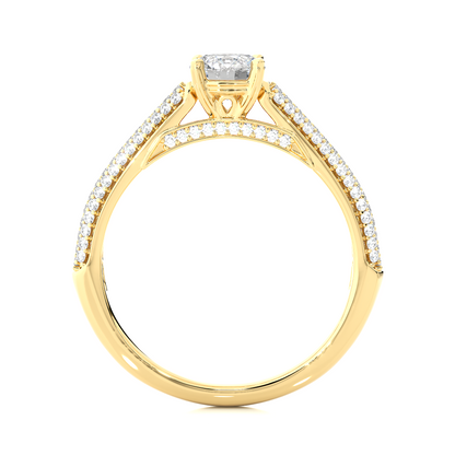 5.70 Ct Round Shaped Lab Grown  Diamond 18k Solid Gold With Side Stone Stunning Engagement Ring For Her