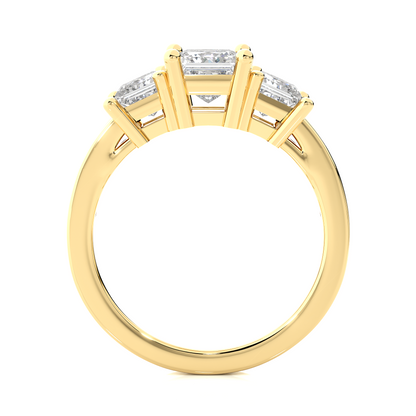 14K Solid Gold princess cut 2.20 Ct  Lab grown three stone Ring For Her