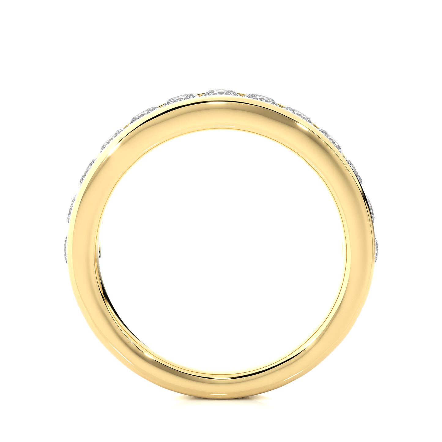 Channel Set Round Cut Diamond Half Eternity Band Perfect Gift For Her In 14K Solid Gold
