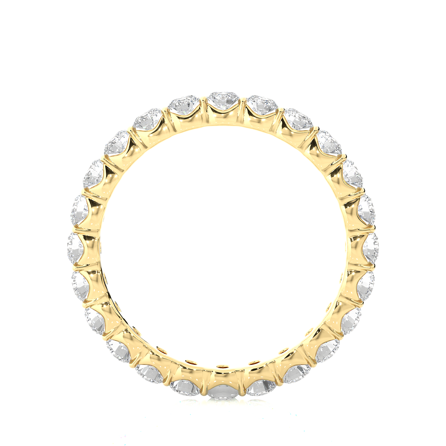 14K Solid Gold Full Eternity Round Cut Lab Grown & Natural Diamond Wedding Band For Women