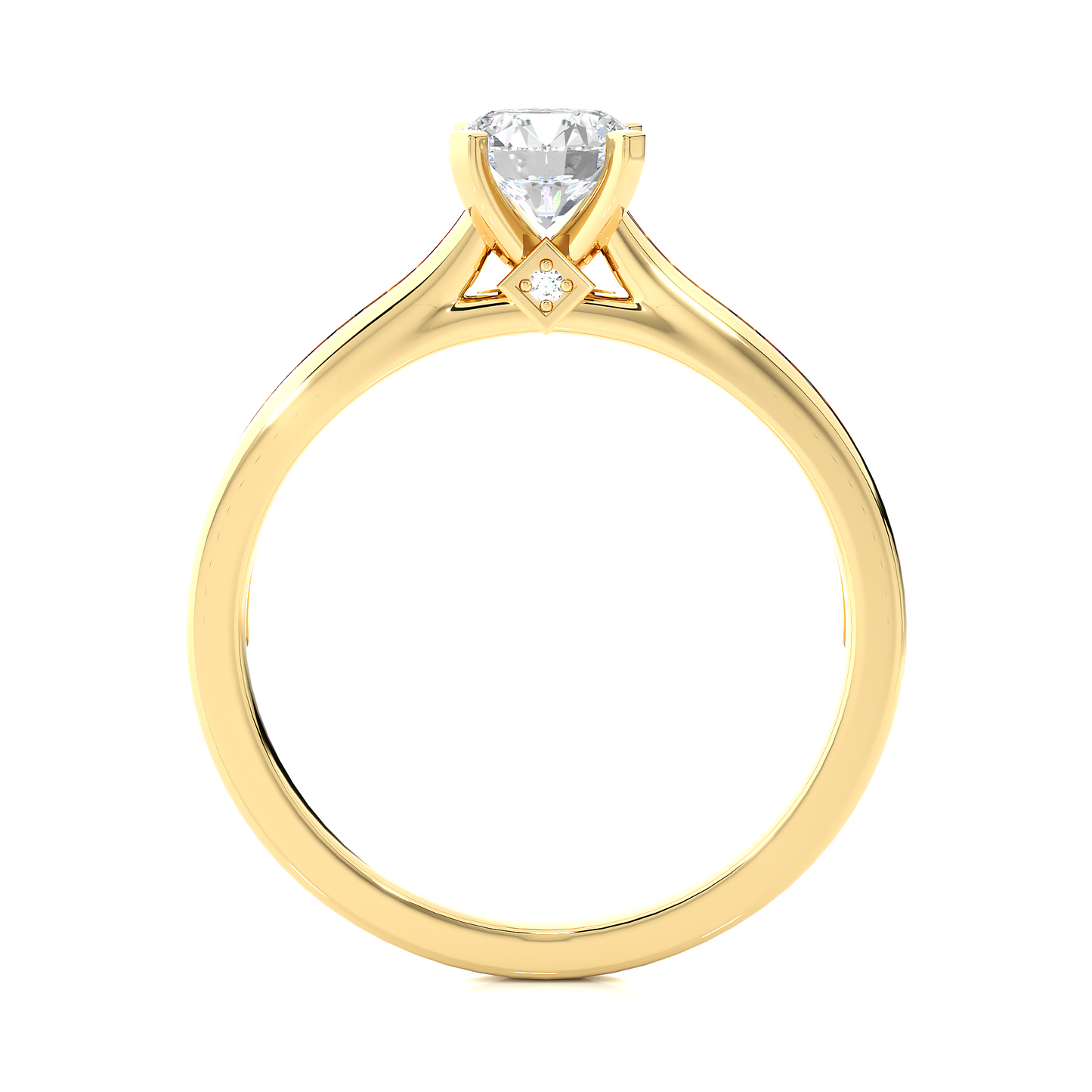 18k Round Cut Lab Grown Diamond And Side stones With Accent Ring for bridal Gift