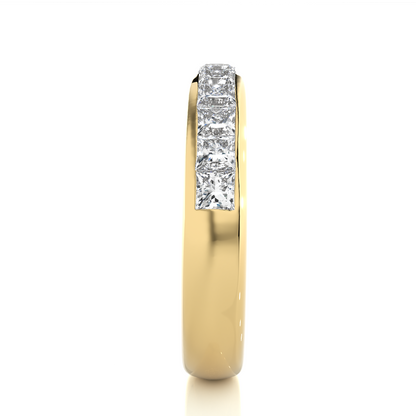 Princess Cut Half Eternity Band In 18K Solid Gold Elegant And Timeless Ring For Her