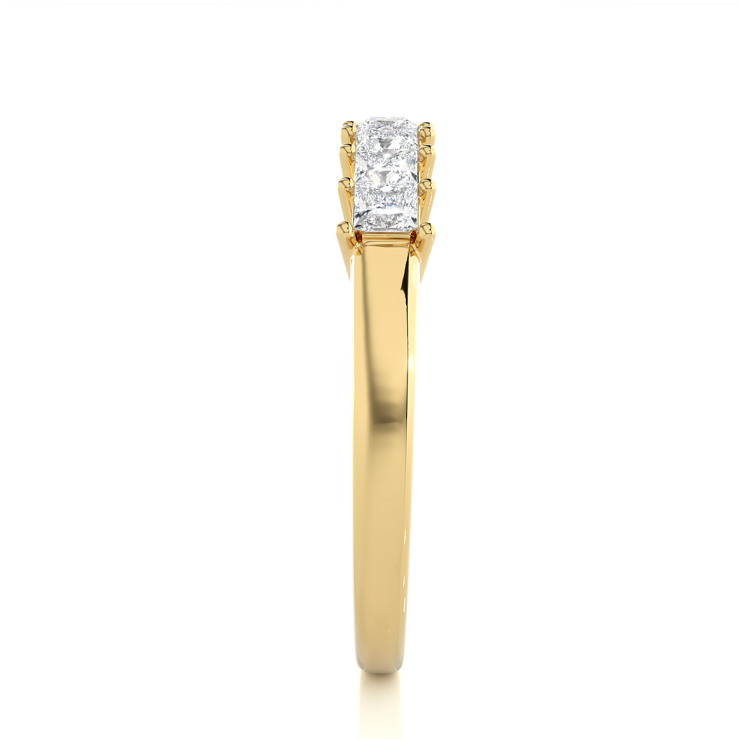 Princess Cut Half Eternity Band In 14K Solid Gold In Lab grown And Natural Diamonds