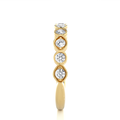 Dainty 10KT Solid Gold Bezel Set Round Shape Diamond Eternity Band Perfect for Daily Wear
