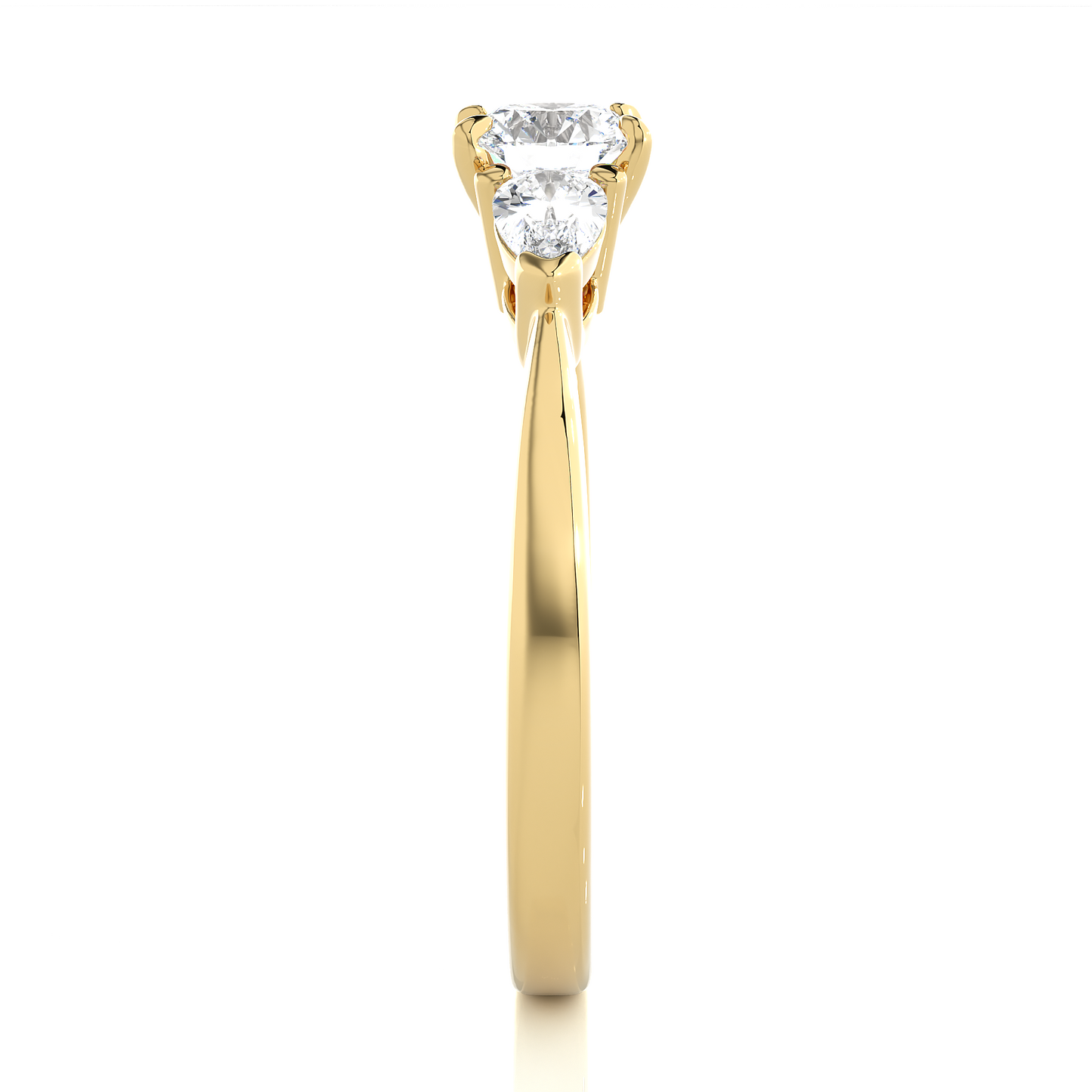 18K Solid Gold Pear cut Lab Grown diamond Three Stone Diamond Ring Gift For Anniversary