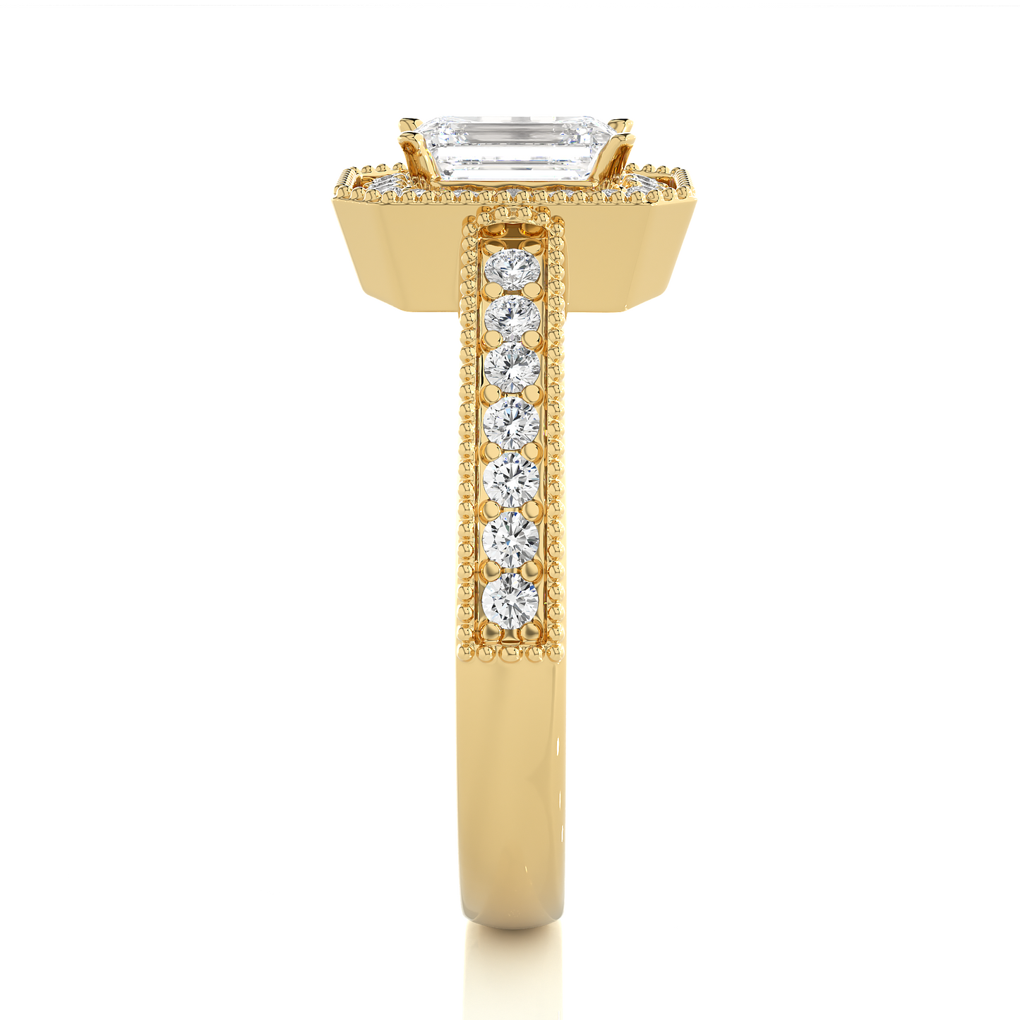 1.06 CT emerald and round cut lab grown diamond wedding ring in a dazzling new look