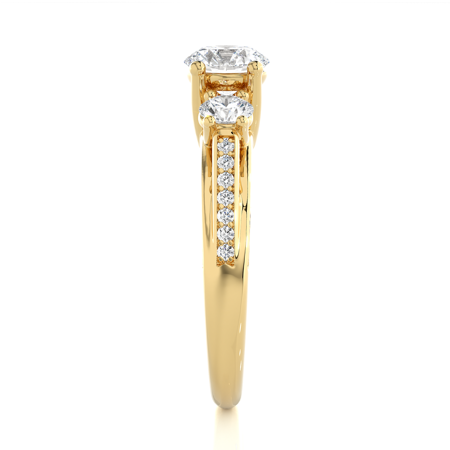 10K Solid Gold Ring, 1.98 Carat Round Cut Lab Grown Diamond Sparkling Diamond Ring for Proposal Gift