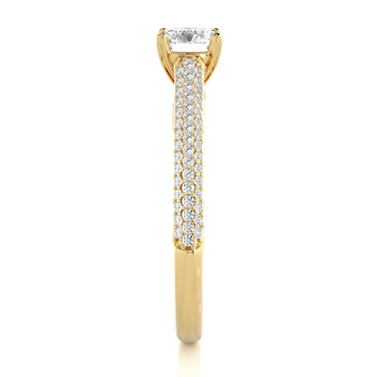 5.70 Ct Round Shaped Lab Grown  Diamond 18k Solid Gold With Side Stone Stunning Engagement Ring For Her