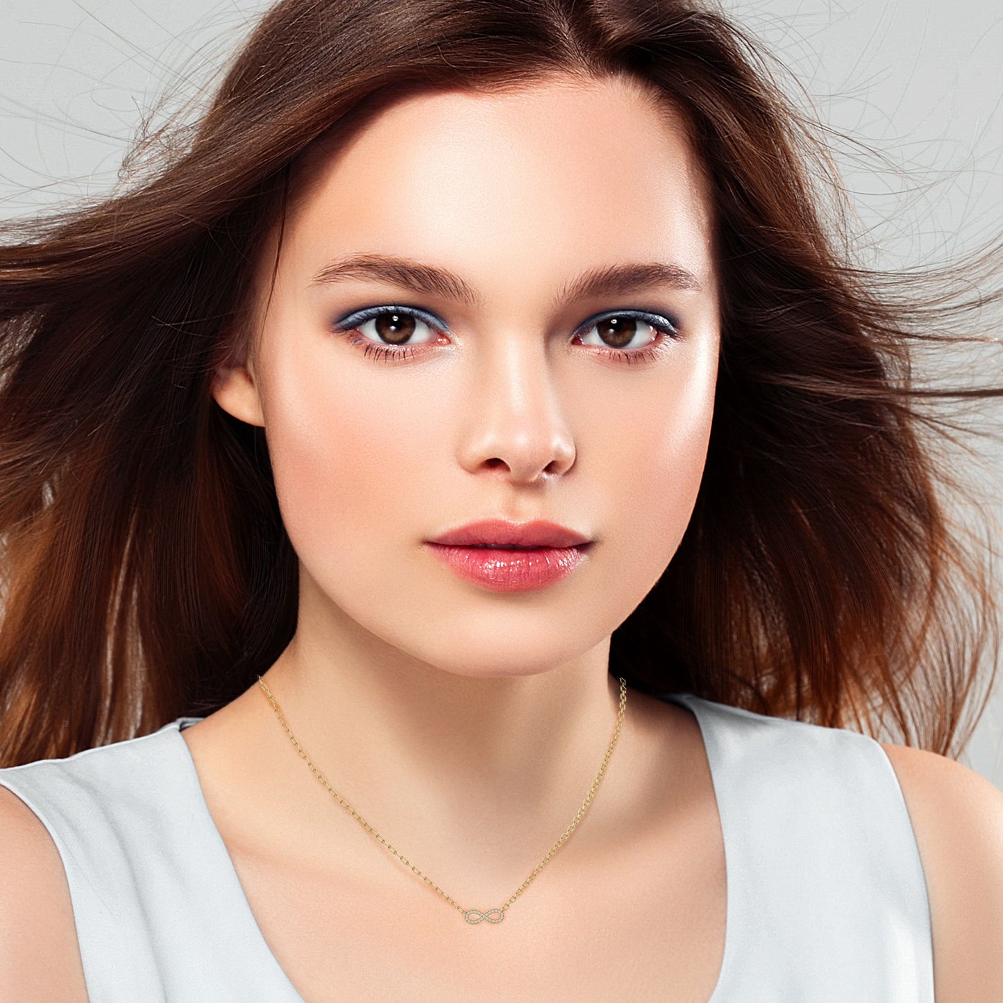 Infinity Diamond pendant In 14KT Gold Modern Round Pendant Necklace For Her