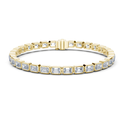 9.30Ct Emerald Cut Top Grade Diamond Elegant Minimalist Bezel Set Vintage Stunning Party Wear Bracelet  For Her